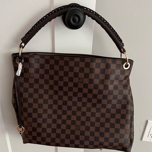 Brown checkered “LV” bag with red interior - NEW